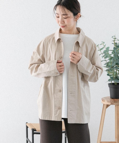 FORK&SPOON(フォークアンドスプーン)の「FORK&SPOON カバーオールシャツジャケット(その他アウター・レディース・ベージュ/ネイビー・1)」の16枚目の写真