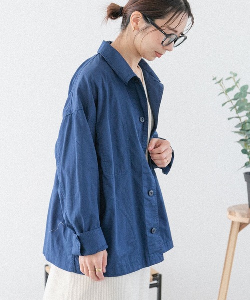 FORK&SPOON(フォークアンドスプーン)の「FORK&SPOON カバーオールシャツジャケット(その他アウター・レディース・ベージュ/ネイビー・1)」の13枚目の写真
