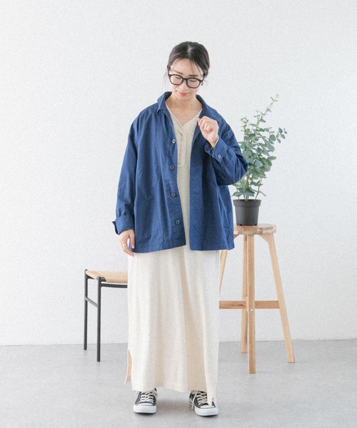 FORK&SPOON(フォークアンドスプーン)の「FORK&SPOON カバーオールシャツジャケット(その他アウター・レディース・ベージュ/ネイビー・1)」の18枚目の写真