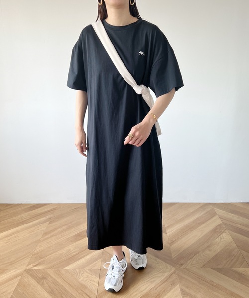 POLOCHAMPS(ポロチャンプス)の「【POLOCHAMPS/ポロチャンプス】別注 ワンポイント刺繍 半袖Tシャツワンピース(ワンピース・レディース・ブラック/ライトグレー/ベージュ・FREE)」の16枚目の写真