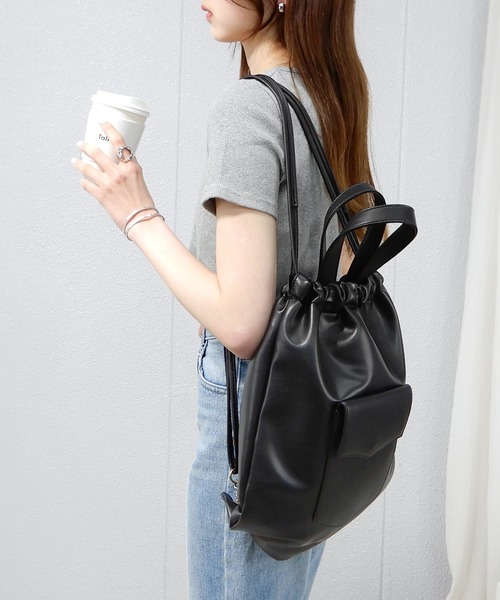 minia（ミニア）の「フェイクレザーナップ（バックパック/リュック・レディース・ブラック/ブラウン/チェック/ガンメタ・FREE）」の17枚目の写真