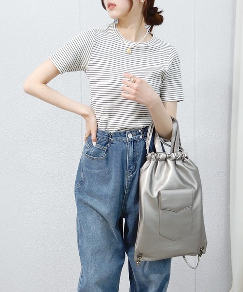 minia（ミニア）の「フェイクレザーナップ（バックパック/リュック・レディース・ブラック/ブラウン/チェック/ガンメタ・FREE）」の14枚目の写真