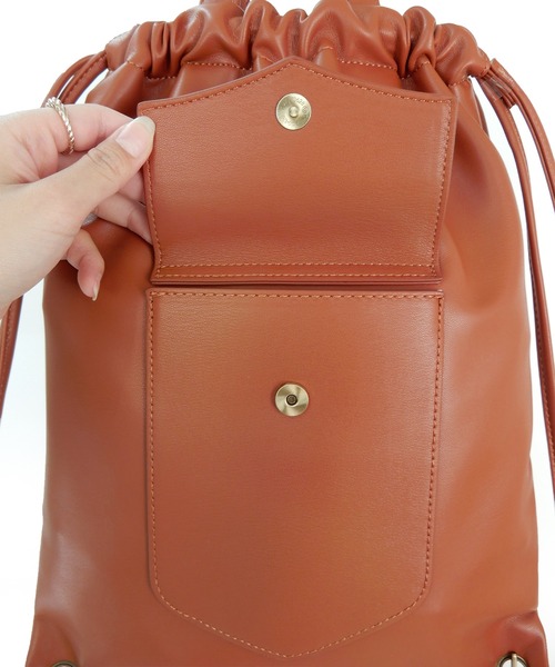 minia（ミニア）の「フェイクレザーナップ（バックパック/リュック・レディース・ブラック/ブラウン/チェック/ガンメタ・FREE）」の15枚目の写真