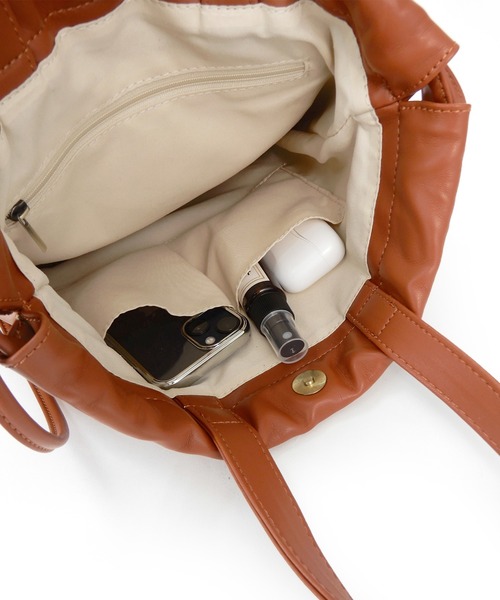 minia（ミニア）の「フェイクレザーナップ（バックパック/リュック・レディース・ブラック/ブラウン/チェック/ガンメタ・FREE）」の13枚目の写真