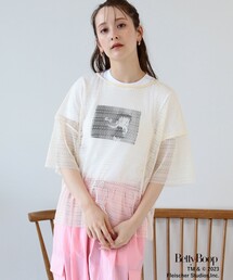 Ray BEAMS | Ray BEAMS / ミックス メッシュ バックリボン Tシャツ(Tシャツ/カットソー)
