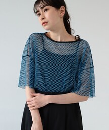 Ray BEAMS | Ray BEAMS / ミックス メッシュ バックリボン Tシャツ(Tシャツ/カットソー)