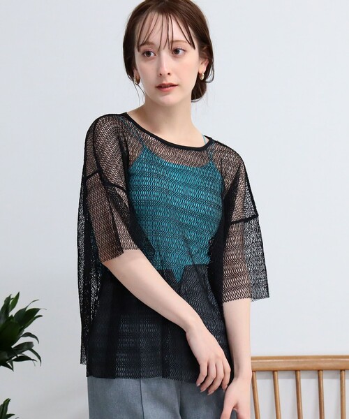 Ray BEAMS（レイビームス）の「Ray BEAMS / ミックス メッシュ バックリボン Tシャツ（Tシャツ/カットソー・レディース・ホワイト/ライトブルー/ブラック・ONE SIZE）」の17枚目の写真