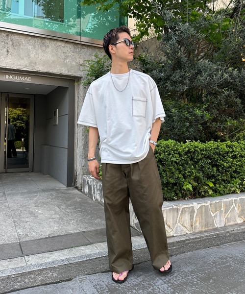 CIAOPANIC(チャオパニック)の「コントラストオーバーサイズ配色ステッチT(Tシャツ/カットソー・レディース・イエロー/ホワイト/サックスブルー/ブラック・MEDIUM/LARGE)」の5枚目の写真
