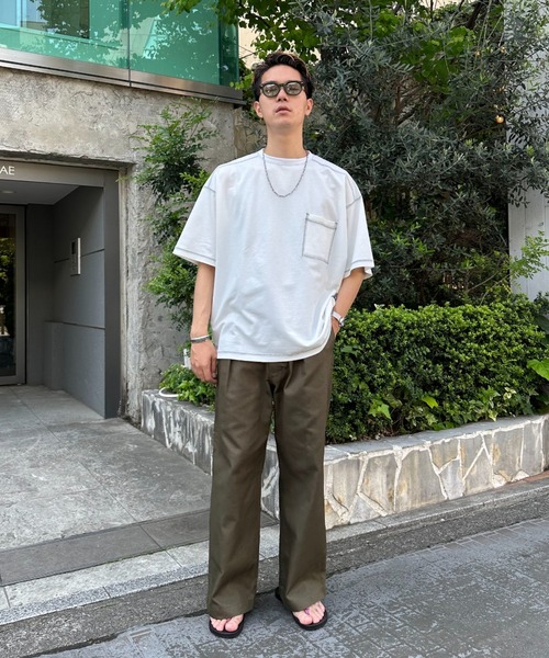CIAOPANIC(チャオパニック)の「コントラストオーバーサイズ配色ステッチT(Tシャツ/カットソー・レディース・イエロー/ホワイト/サックスブルー/ブラック・MEDIUM/LARGE)」の7枚目の写真
