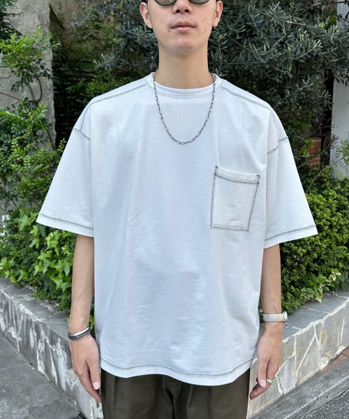 CIAOPANIC(チャオパニック)の「コントラストオーバーサイズ配色ステッチT(Tシャツ/カットソー・レディース・イエロー/ホワイト/サックスブルー/ブラック・MEDIUM/LARGE)」の11枚目の写真