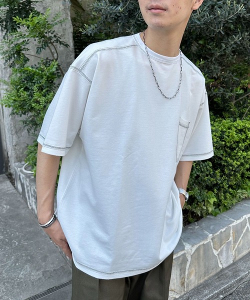 CIAOPANIC(チャオパニック)の「コントラストオーバーサイズ配色ステッチT(Tシャツ/カットソー・レディース・イエロー/ホワイト/サックスブルー/ブラック・MEDIUM/LARGE)」の9枚目の写真