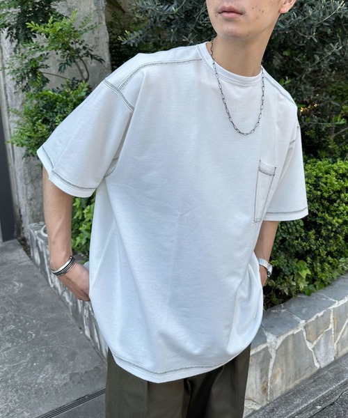 CIAOPANIC(チャオパニック)の「コントラストオーバーサイズ配色ステッチT(Tシャツ/カットソー・レディース・イエロー/ホワイト/サックスブルー/ブラック・MEDIUM/LARGE)」の10枚目の写真