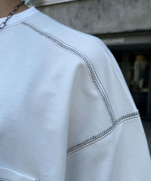 CIAOPANIC(チャオパニック)の「コントラストオーバーサイズ配色ステッチT(Tシャツ/カットソー・レディース・イエロー/ホワイト/サックスブルー/ブラック・MEDIUM/LARGE)」の15枚目の写真