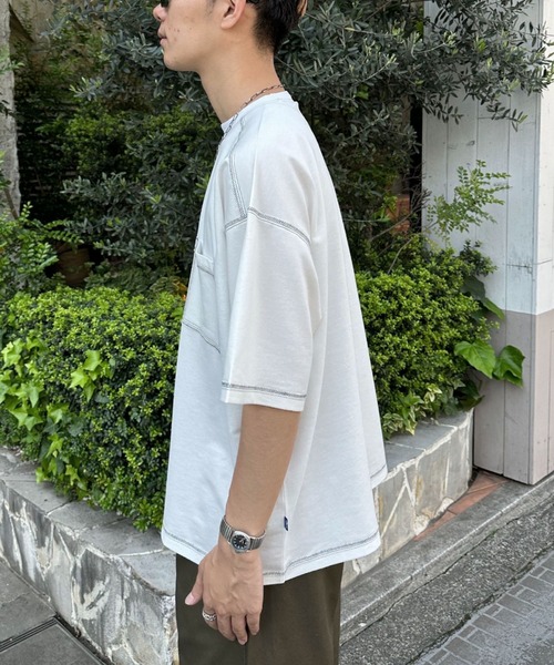 CIAOPANIC(チャオパニック)の「コントラストオーバーサイズ配色ステッチT(Tシャツ/カットソー・レディース・イエロー/ホワイト/サックスブルー/ブラック・MEDIUM/LARGE)」の12枚目の写真