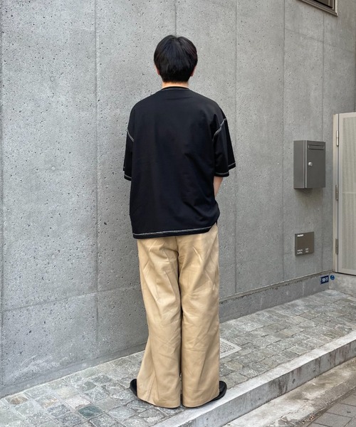 CIAOPANIC(チャオパニック)の「コントラストオーバーサイズ配色ステッチT(Tシャツ/カットソー・レディース・イエロー/ホワイト/サックスブルー/ブラック・MEDIUM/LARGE)」の22枚目の写真
