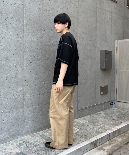 CIAOPANIC(チャオパニック)の「コントラストオーバーサイズ配色ステッチT(Tシャツ/カットソー・レディース・イエロー/ホワイト/サックスブルー/ブラック・MEDIUM/LARGE)」の21枚目の写真