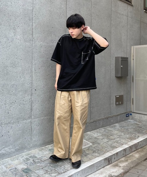 CIAOPANIC(チャオパニック)の「コントラストオーバーサイズ配色ステッチT(Tシャツ/カットソー・レディース・イエロー/ホワイト/サックスブルー/ブラック・MEDIUM/LARGE)」の20枚目の写真