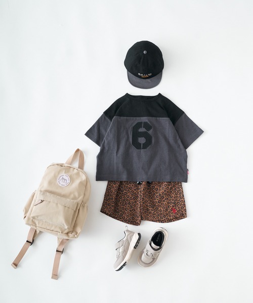 CIAOPANIC TYPY（チャオパニックティピー）の「【KIDS】USAコットン配色ナンバリングフットボールTee（Tシャツ/カットソー・キッズ・チャコールグレー/ホワイト/グリーン・S/M/L/XL/XXL）」の5枚目の写真