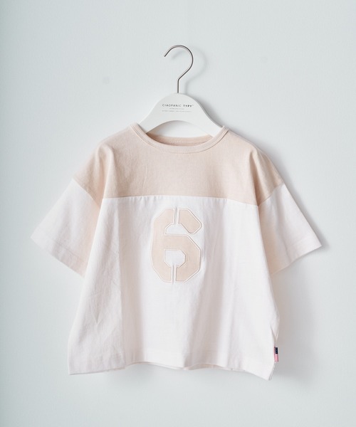 CIAOPANIC TYPY（チャオパニックティピー）の「【KIDS】USAコットン配色ナンバリングフットボールTee（Tシャツ/カットソー・キッズ・チャコールグレー/ホワイト/グリーン・S/M/L/XL/XXL）」の10枚目の写真