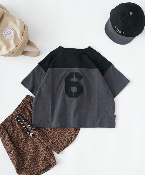 CIAOPANIC TYPY（チャオパニックティピー）の「【KIDS】USAコットン配色ナンバリングフットボールTee（Tシャツ/カットソー・キッズ・チャコールグレー/ホワイト/グリーン・S/M/L/XL/XXL）」の17枚目の写真