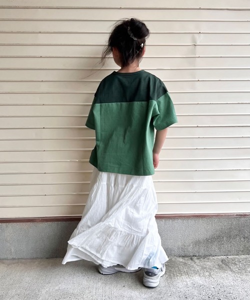 CIAOPANIC TYPY（チャオパニックティピー）の「【KIDS】USAコットン配色ナンバリングフットボールTee（Tシャツ/カットソー・キッズ・チャコールグレー/ホワイト/グリーン・S/M/L/XL/XXL）」の16枚目の写真