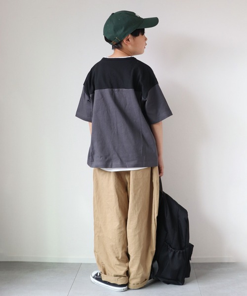 CIAOPANIC TYPY（チャオパニックティピー）の「【KIDS】USAコットン配色ナンバリングフットボールTee（Tシャツ/カットソー・キッズ・チャコールグレー/ホワイト/グリーン・S/M/L/XL/XXL）」の22枚目の写真