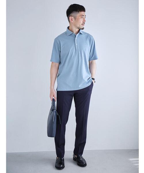 【未使用】グリーンレーベル/ シアサッカーポロシャツ/Ｓサイズ/グレー&ネイビー green label relaxing（グリーンレーベルリラクシング）の「D/C