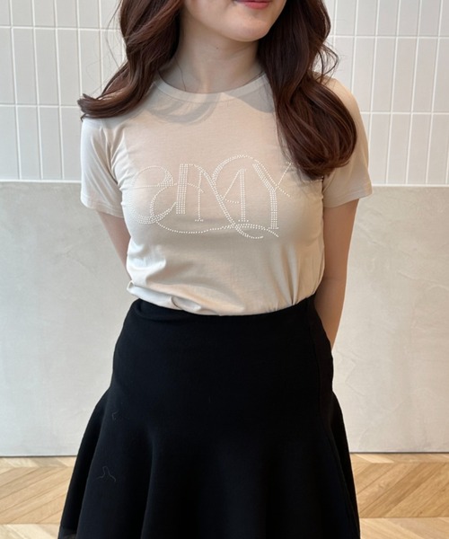 EIMY ISTOIRE(エイミーイストワール)の「eimyロゴパールTシャツ(Tシャツ/カットソー・レディース・その他/ブラック/ラベンダー/ベージュ/ホワイト/ピンク/サックスブルー・FREE)」の4枚目の写真