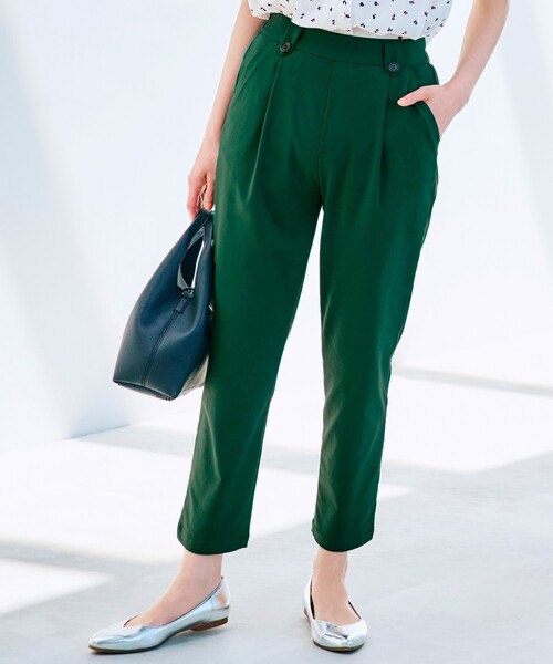 grove（グローブ）の「◆【冷感】ぐんぐん伸びてらくちんオシャレなテーパードパンツ!（その他パンツ・レディース・ブラック/ダークグリーン/ベージュ/ネイビー/ブラック系1・02/03/01/05/04）」の4枚目の写真