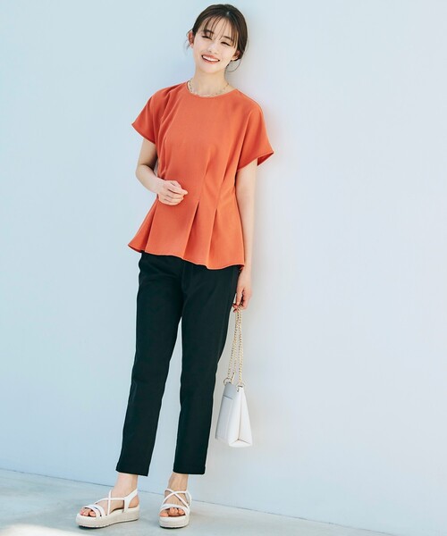 grove（グローブ）の「◆【冷感】ぐんぐん伸びてらくちんオシャレなテーパードパンツ!（その他パンツ・レディース・ブラック/ダークグリーン/ベージュ/ネイビー/ブラック系1・02/03/01/05/04）」の6枚目の写真