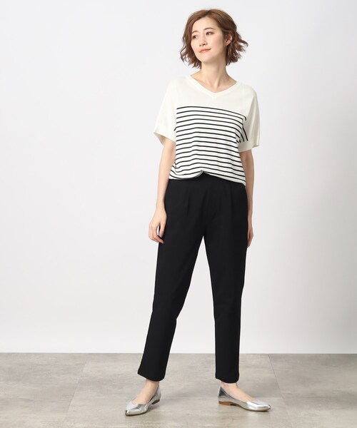 grove（グローブ）の「◆【冷感】ぐんぐん伸びてらくちんオシャレなテーパードパンツ!（その他パンツ・レディース・ブラック/ダークグリーン/ベージュ/ネイビー/ブラック系1・02/03/01/05/04）」の7枚目の写真