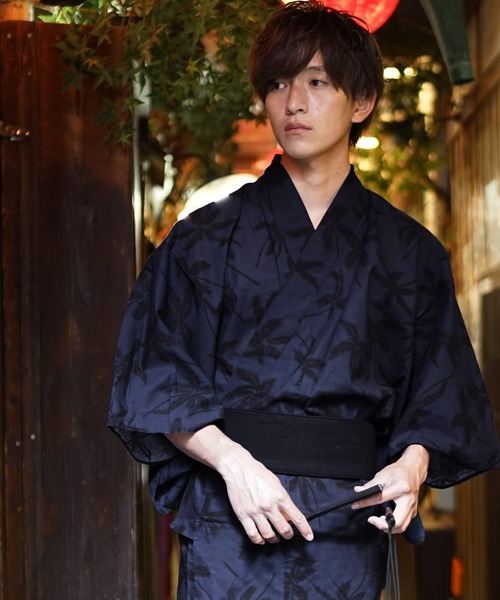 MinoriTY（マイノリティ）の「【MinoriTY】ボタニカル線描きデザイン浴衣 浴衣＋腰帯 花火セット 夏祭りセット 【2点セット】メンズ（浴衣・メンズ・ブラック/ネイビー・M/XL/L）」の15枚目の写真