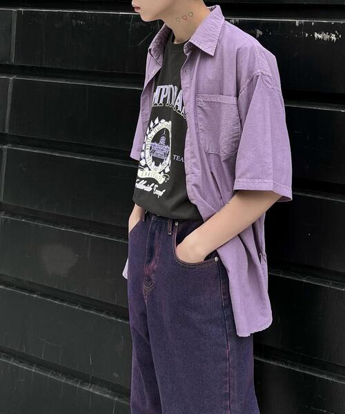 Figments（フィグメンツ）の「ナイロンオーバー半袖シャツ（シャツ/ブラウス・レディース・グリーン/ライトパープル/スミクロ・FREE）」の21枚目の写真