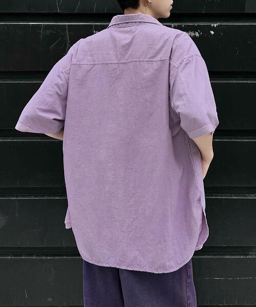 Figments（フィグメンツ）の「ナイロンオーバー半袖シャツ（シャツ/ブラウス・レディース・グリーン/ライトパープル/スミクロ・FREE）」の22枚目の写真