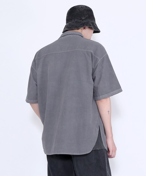 Figments（フィグメンツ）の「ナイロンオーバー半袖シャツ（シャツ/ブラウス・レディース・グリーン/ライトパープル/スミクロ・FREE）」の14枚目の写真