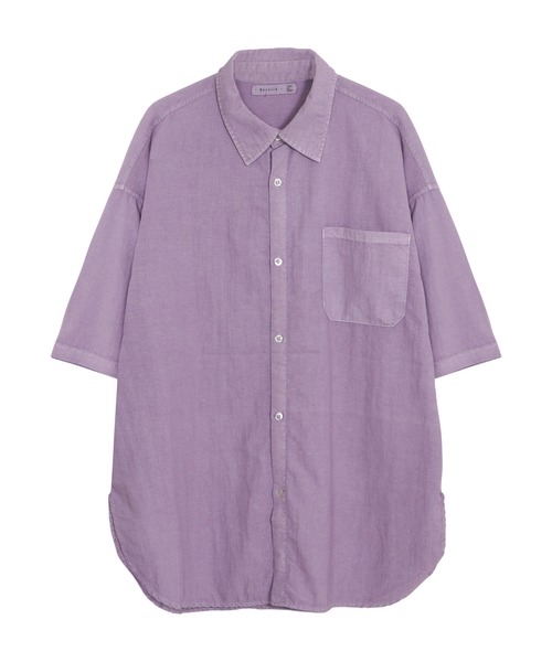 Figments（フィグメンツ）の「ナイロンオーバー半袖シャツ（シャツ/ブラウス・レディース・グリーン/ライトパープル/スミクロ・FREE）」の7枚目の写真