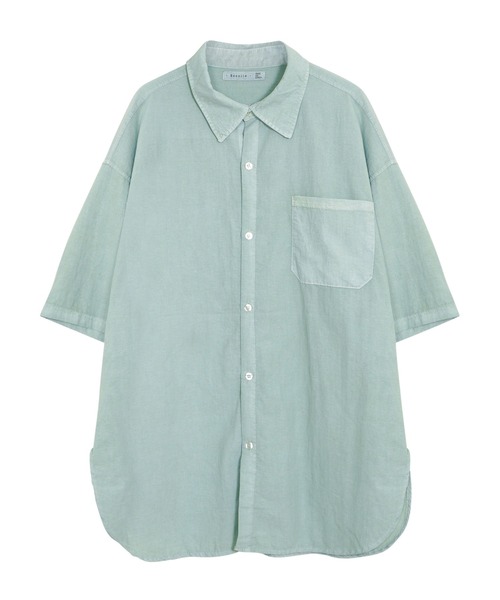 Figments（フィグメンツ）の「ナイロンオーバー半袖シャツ（シャツ/ブラウス・レディース・グリーン/ライトパープル/スミクロ・FREE）」の15枚目の写真