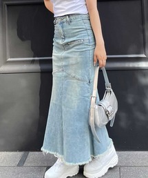 SPIGA | 裾ﾌﾘﾝｼﾞﾃﾞﾆﾑﾛﾝｸﾞｽｶｰﾄ(デニムスカート)