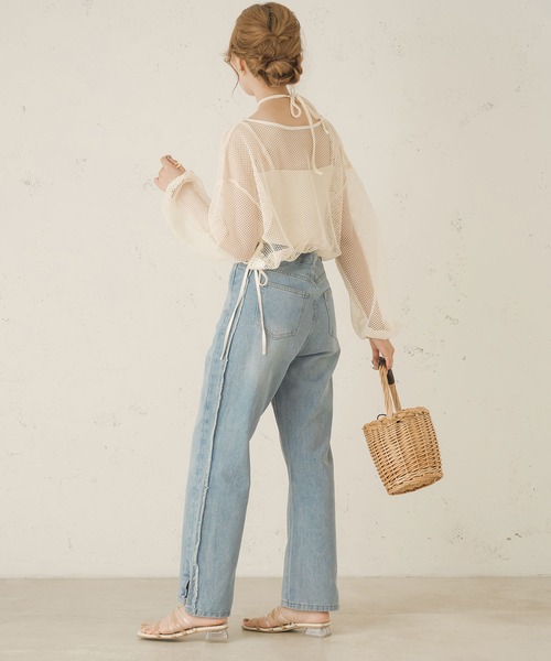 Ambre Neige（アンブルネージュ）の「フリンジストレートデニム／【WEB/EC限定商品】（デニムパンツ・レディース・ライトブルー・FREE）」の7枚目の写真