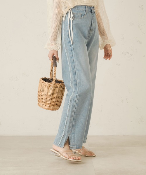 Ambre Neige（アンブルネージュ）の「フリンジストレートデニム／【WEB/EC限定商品】（デニムパンツ・レディース・ライトブルー・FREE）」の5枚目の写真