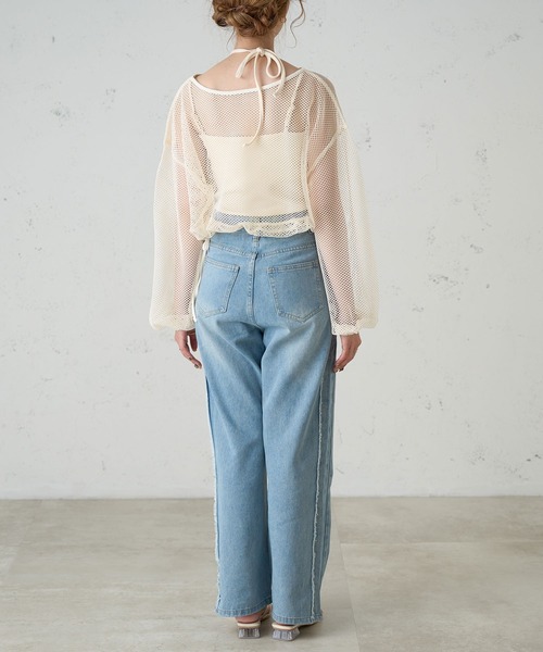 Ambre Neige（アンブルネージュ）の「フリンジストレートデニム／【WEB/EC限定商品】（デニムパンツ・レディース・ライトブルー・FREE）」の6枚目の写真