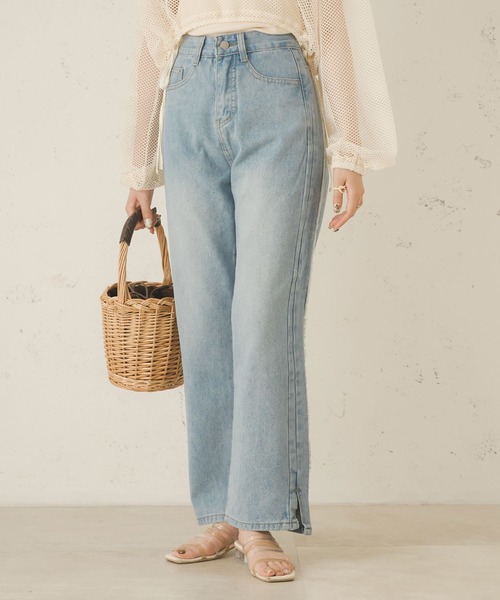 Ambre Neige（アンブルネージュ）の「フリンジストレートデニム／【WEB/EC限定商品】（デニムパンツ・レディース・ライトブルー・FREE）」の14枚目の写真