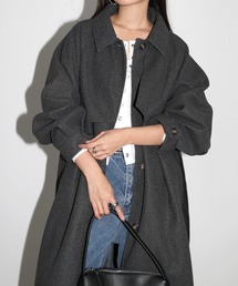 【美品】Aquascutum ベルト付ギャバジンステンカラーコート 裏地チェック Aquascutum (アクアスキュータム) 総裏チェック シングルボタン