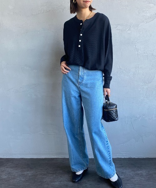 HANES（ヘインズ）の「[HANES/ヘインズ] UNDIES ヘンリーネック サーマルカットソー（Tシャツ/カットソー・レディース・ブラック/オフホワイト/ブラウン・F）」の22枚目の写真