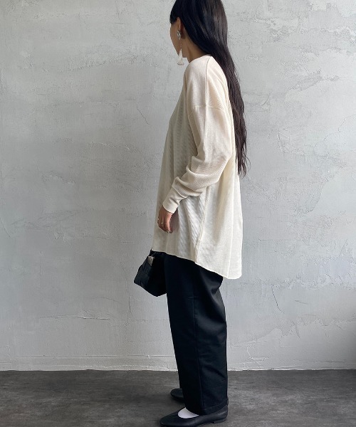 HANES（ヘインズ）の「[HANES/ヘインズ] UNDIES ヘンリーネック サーマルカットソー（Tシャツ/カットソー・レディース・ブラック/オフホワイト/ブラウン・F）」の16枚目の写真