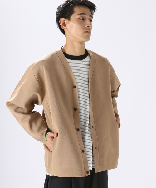 NUMERALS（ヌメラルズ）の「[NUMERALS]コンフォートニットカーデ（カーディガン/ボレロ・メンズ・ベージュ/ブラック・MEDIUM/LARGE）」の2枚目の写真