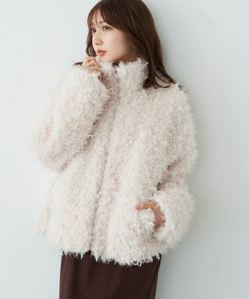 Aunt Marie's（アントマリーズ）の「ハイネックテディカールショートコート（その他アウター・レディース・アイボリー・FREE）」の15枚目の写真