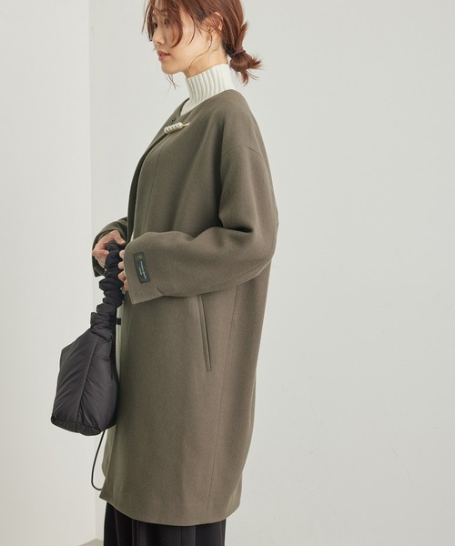 ROPE' PICNIC（ロペピクニック）の「JAPAN FABRIC中伝ノーカラーコート（ノーカラーコート・レディース・ブラック/グレー系その他/チャコールグレー・38）」の10枚目の写真