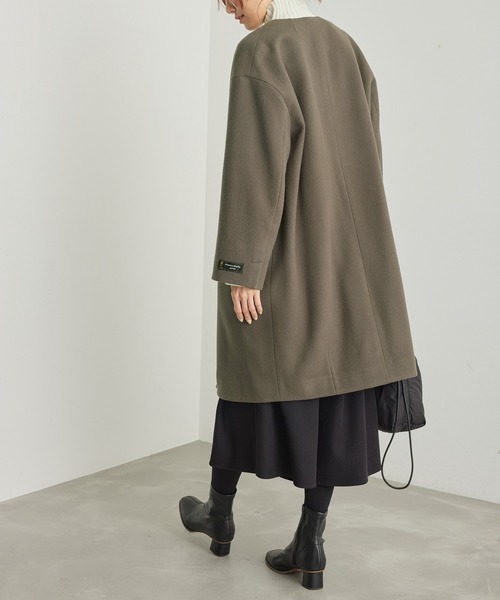 ROPE' PICNIC（ロペピクニック）の「JAPAN FABRIC中伝ノーカラーコート（ノーカラーコート・レディース・ブラック/グレー系その他/チャコールグレー・38）」の12枚目の写真
