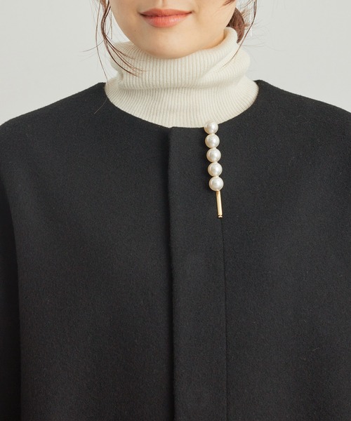 ROPE' PICNIC（ロペピクニック）の「JAPAN FABRIC中伝ノーカラーコート（ノーカラーコート・レディース・ブラック/グレー系その他/チャコールグレー・38）」の20枚目の写真